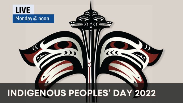 Indigenous Peoples' Day graphic with illustration by Louis Gong