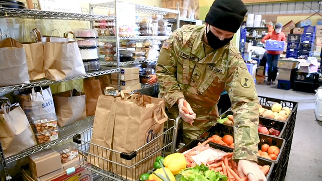 National Guard volunteers step up to help alleviate food insecurity on Explore Videos Page National Guard volunteers step up to help alleviate food insecurity