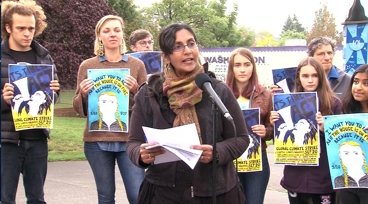 CM Sawant rallies with students for excused absences for Global Climate Strike